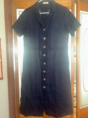 Grace  Cove Navy Button-Front Linen Dress size small worn once